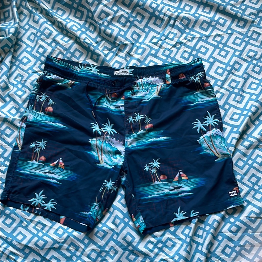 Billabong Blue and Green Board Shorts Tropical Style